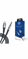 3mk audio kabel - AUX Cable USB-C - Jack 3,5 mm, 1m, černá