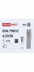 Samořezné šrouby Haushalt, DIN 7981C, 4,2 x 38 mm, 15 ks.