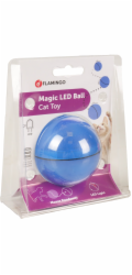 Flamingo Interaktivní hračka pro kočky míček s LED modrý průměr 6cm