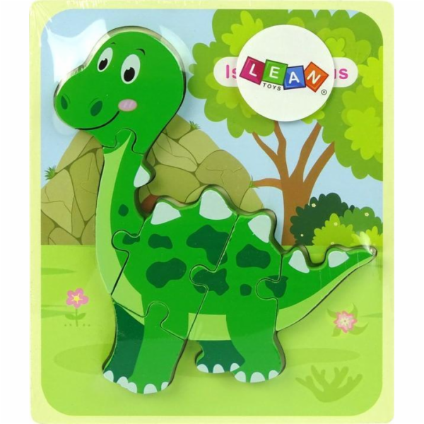 Dřevěné puzzle LeanToys Dinosaurus Isanosaurus Green