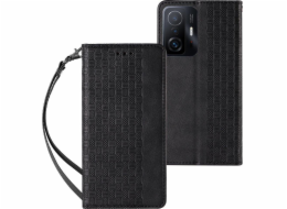 Hurtel Magnet Strap Case Case pro Samsung Galaxy A12 5G Cover Wallet + Mini Lanyard Pendant Black