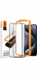 Spigen Glass tR AlignMaster 2 Pack, FC Black - iPhone 15 Pro