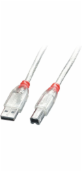 Lindy USB-A - USB-B USB kabel 3 m průhledný (41754)