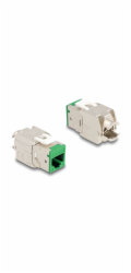 Delock Modul Keystone ze zásuvkového konektoru RJ45 na LSA Cat.6A, beznástrojový, zelený, sada 10 kusů