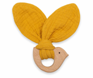 Dětské kousátko s ptáčkem New Baby Bird mustard