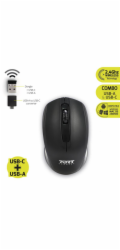PORT bezdrátová myš Wireless office, USB-A/USB-C dongle, 2,4Ghz, 1000DPI, černá