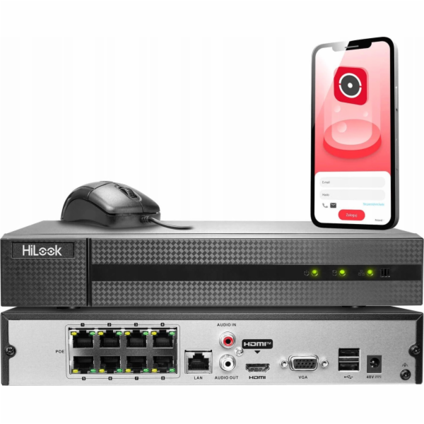 Hilook IP rekordér 4MP NVR-8CH-H/8P bílý