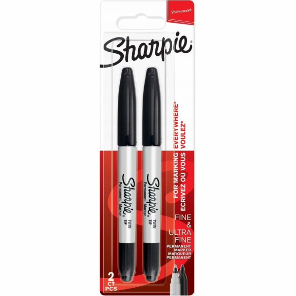 Sharpie Sharpie Marker Twin Tip Černý 2er Blister