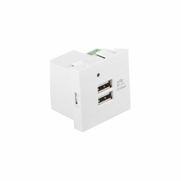 LANBERG AC 45x45 socket 230V 5V 2xUSB 2.1A white