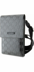 Karl Lagerfeld Saffiano Monogram Wallet Phone Bag stříbrný Karl Lagerfeld PU Phone bag je perfektní taška přes rameno, nejen pro Váš telefon, peněženku, doklady, klíče.