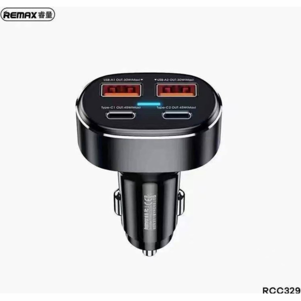 Nabíječka do auta 2x USB, 2x USB-C Remax RCC329, 75 W (če...