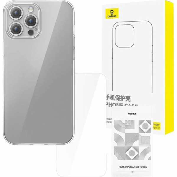 Průhledné pouzdro Baseus iPhone 15 Pro + tvrzené sklo