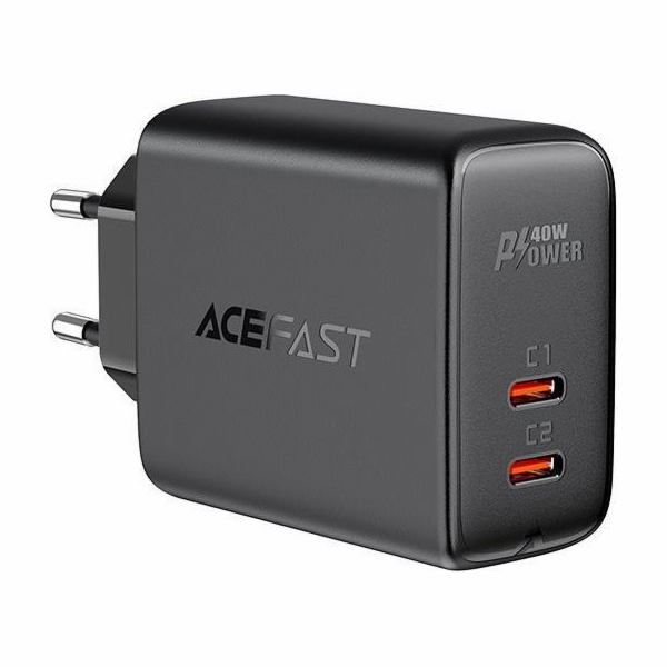 Síťová nabíječka Acefast A9, 2x USB-C, PD 40W (czarna)