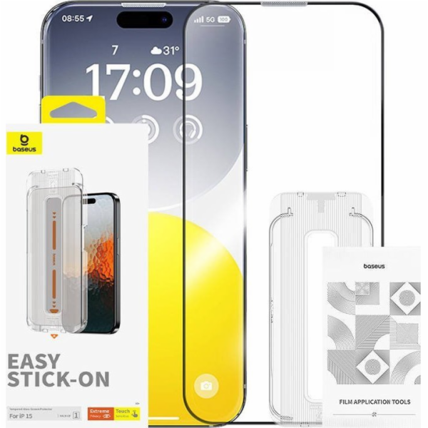 Ochrana soukromí Tvrzené sklo Baseus Sapphire iPhone 15