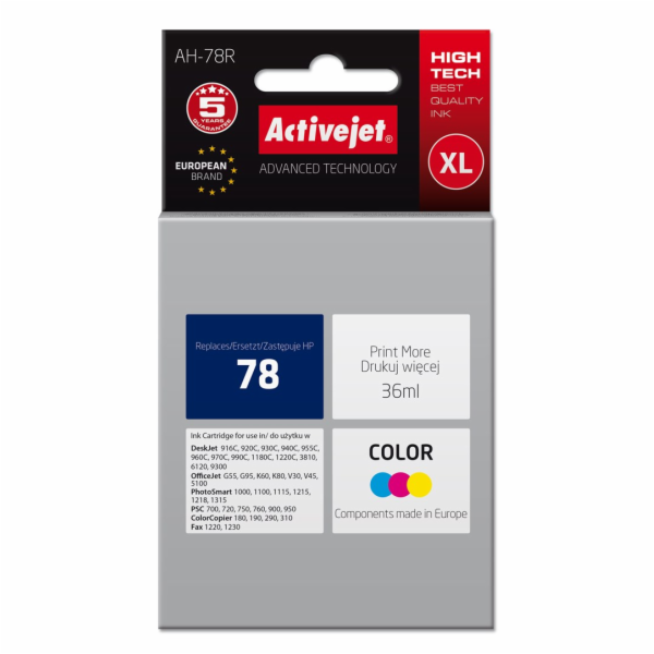 Activejet Ink AH-78R pro tiskárny HP, Náhradní inkoust HP...