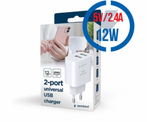GEMBIRD TA-UC-2A12-01, Nabíjačka, 2x USB-A, 12W, b