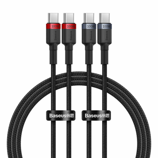 Kabel Baseus Cafule USB-C na USB-C 100W,1m, 2ks (červeno-...
