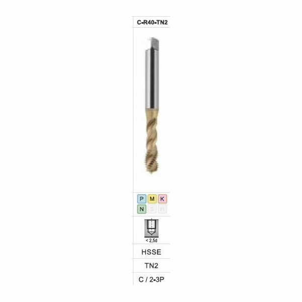 Fanar THREAD M10x1,25 DIN-371C R40 (6H) HSSE TIN 800X