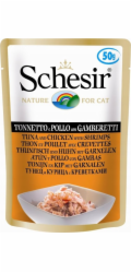 SCHESIR v želé Tuňák a kuře s krevetami - mokré krmivo pro kočky - 50 g