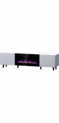 RTV skříňka PAFOS EF s elektrickým krbem 180x42x49 cm bílá mat