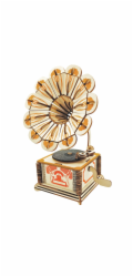 Woodcraft Dřevěné 3D puzzle Gramofón barevný