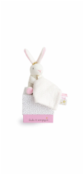 Doudou Dárková sada - Plyšový králíček s muchláčkem 10 cm ružová