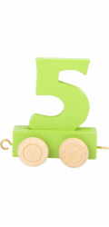 Vagónek dřevěné vláčkodráhy - barevné číslice - číslo 5