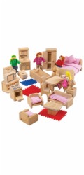 Bigjigs Toys Sada nábytku do domečku a postaviček rodiny