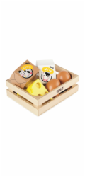 Tidlo Dřevěná bedýnka s mléčnými výrobky a vejci