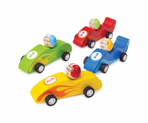 Bigjigs Toys Barevné dřevěné závodní auto 1 ks