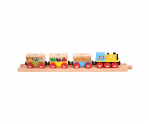 Bigjigs Rail Nákladní vlak se zeleninou + 3 koleje