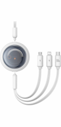 Kabel 3 v 1 Baseus Free2Draw USB na M+L+C 100W, 1,1 m (bílý)