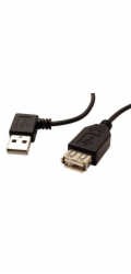 Kabel USB 2.0 A-A 15 cm prodlužovací, lomený vlevo, černý
