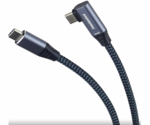 PREMIUMCORD USB-C zahnutý kabel (USB 3.2 Gen2x2, 5A, 100W...