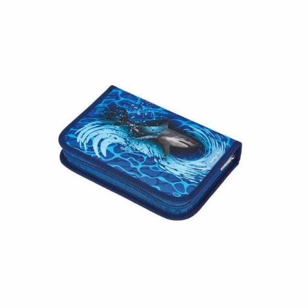 Penál Herlitz Blue Shark, 20,5 cm x 14 cm, modrý