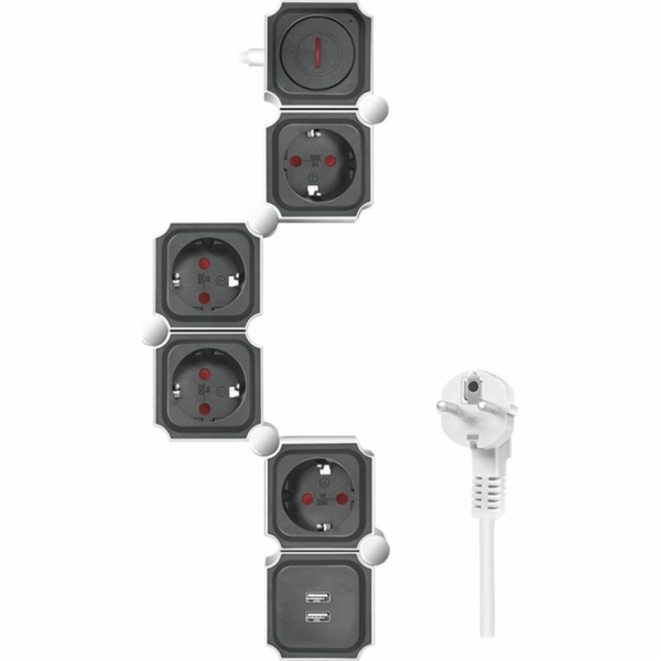 LogiLink prodlužovací kabel 4 zásuvky 1,5 m černobílý