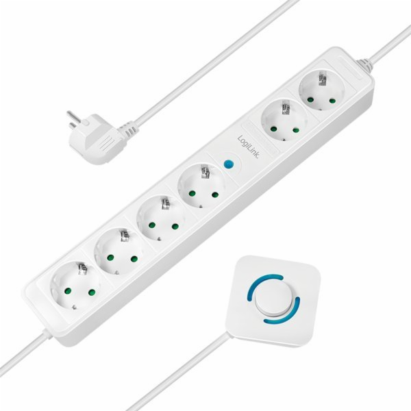 LogiLink Prodlužovací kabel, 6 zásuvek, 1,5 m, bílá