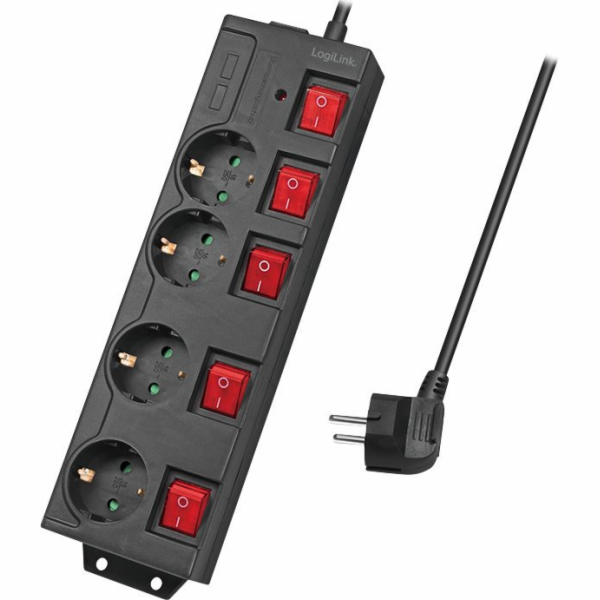 LogiLink prodlužovací kabel 4 zásuvky 1,5m černý