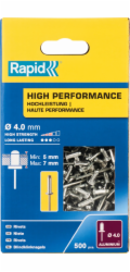 Hliníkové nýty Rapid 4 x 10 mm, 500 ks.
