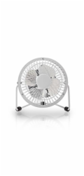 Ventilátor Nedis FNDK1WT10 stolní USB 10 cm, 2,5W, kovový, bílá