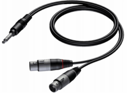 Kabel Procab  CAB734/1.5 Stereo zástrčka 6,3 mm - 2 samice XLR konektory, 1,5 m