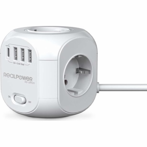 Realpower  Steckdosenwürfel PowerBox 431 + 3xUSB-A / 1xUSB-C