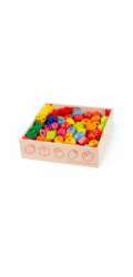 Bigjigs Toys Dřevěné navlékací korálky v bedýnce
