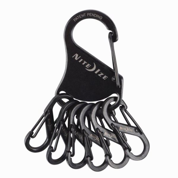 Nite Ize KeyRack + 6x mikrokarabina z nerezové oceli čern...