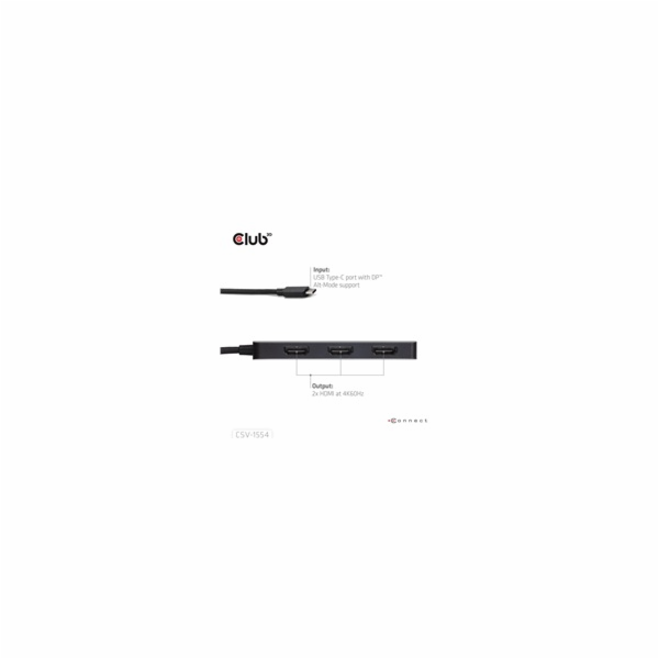 Club3D hub MST USB-C na 3xHDMI, Single: 8K30Hz, Triple: 4...