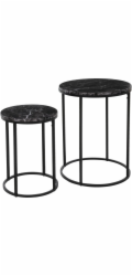 Servírovací stolky kulaté sada 2 ks černý mramor KO-NB1510000