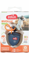 ZOLUX Bivouak Luminous Collar Přívěsek Ořech LED USB modrá - psí známka - 6x4x3 cm