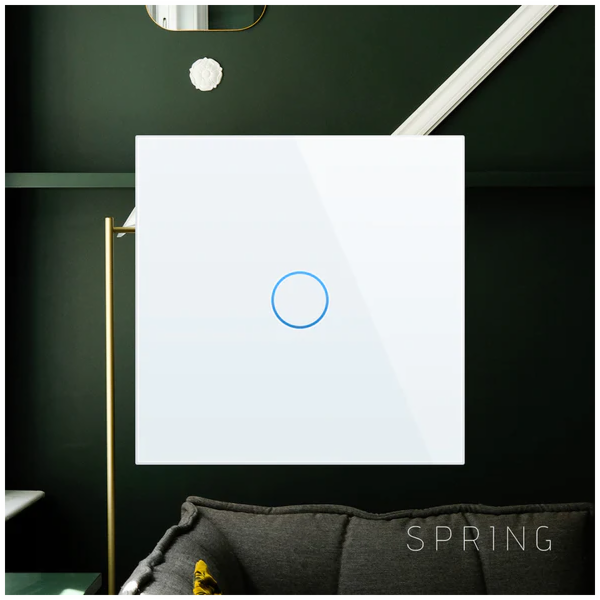 Spring Three Gang, One Way Touch Switch, Glass Black