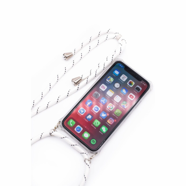 Pouzdro Samsung A10s s lankem White Stripes Transparent