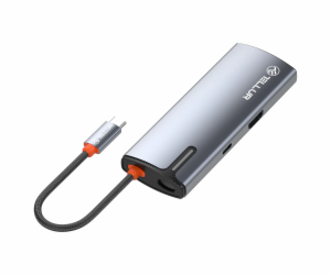 Tellur USB-C hub, PD 3.0 100W, HDMI, 3xUSB 3.0 šedý